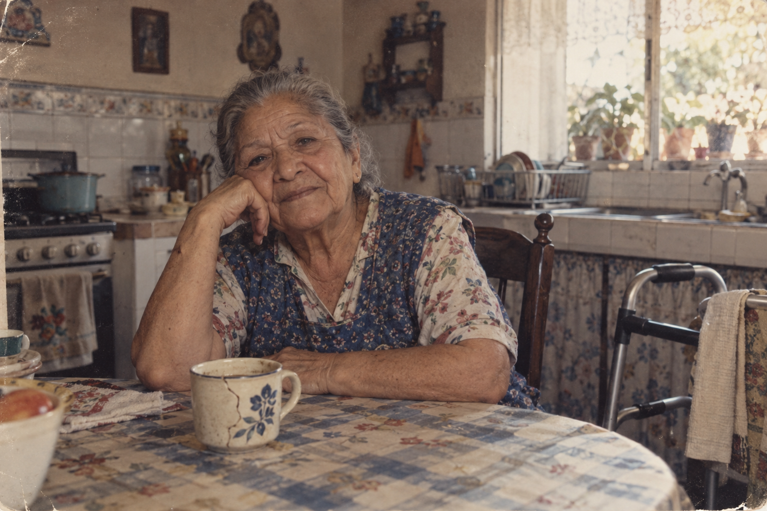 Recreación de la madre de Gabriel sentada en su cocina antes de los sucesos